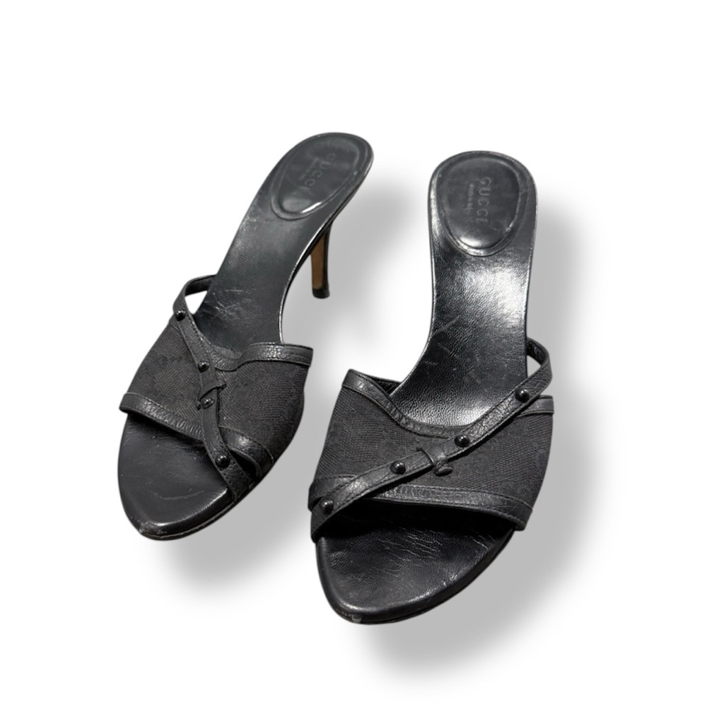 Vintage Gucci Black Monogram Heels
